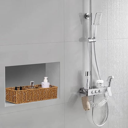 Resin Wicker Toilet Basket - Water-Resistant 2-Pack 3-Sections｜Toilet Tank Organizer for Bathroom Farmhouse