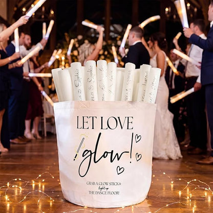 Yungyan Wedding Baskets with Handles 16 inch Large Storage Basket for Wedding Glow Sticks Slippers Flip-flops Umbrella Blankets Gift Container for Ceremony Ivory White (Let Love Glow)