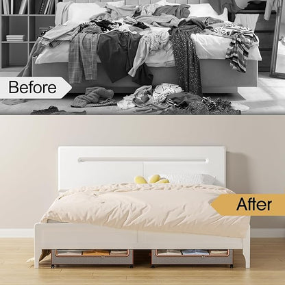 Yecaye Under Bed Storage with Wheels, 4 Pack Under the Bed Storage Containers with Lids & Label, XXL 60 L Rolling Underbed Storage Drawers for Clothes, Blankets, Shoes