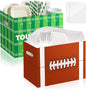 2PCS Football Utensil Holder Paper Utensil Caddy for Football Party Supplies Cutlery Holder with Handles Green Brown Party Favors Snack Box Disposable Cutlery Caddy for Sports Birthday Decorations