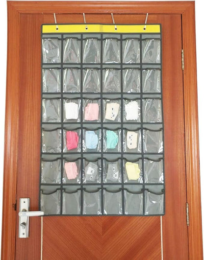 NIMES Hanging Closet Underwear Sock Jewelry Storage Over The Door Classroom Cell Phone Calculator Organizer 36 Clear Pockets (GREY)