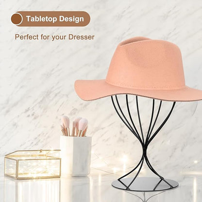 uxcell Metal Hat Display Stand 2 Pack Tabletop Hat and Wig Rack Women Closet Holder for Baseball Cap, Fedora Hat, Cowboy Hat - Matte Black Finish