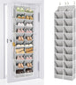 ULG Over The Door Shoe Organizer for Closet Fit 24-32 Pairs with Large Deep Pockets, Narrow Shoe Rack for Door Hanging Boots Storage, Black