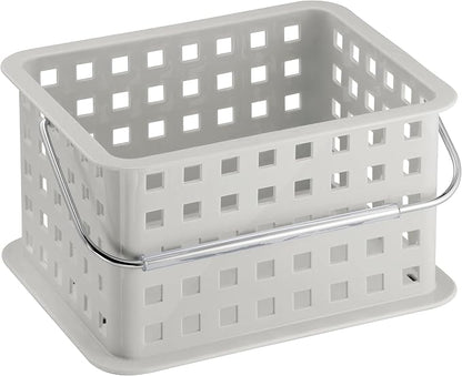 iDesign Shower Caddy Basket with Handle for Bathroom or College Dorm, Light Gray, Made in USA