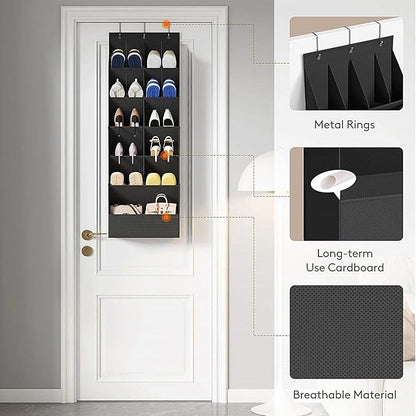 Over The Door Shoe Organizer, 11-Pocket Large Capacity Oxford Shoe Rack, 47.24 Inches Space-Saving Home Storage For Sneakers, Women's High Heels, And Accessories