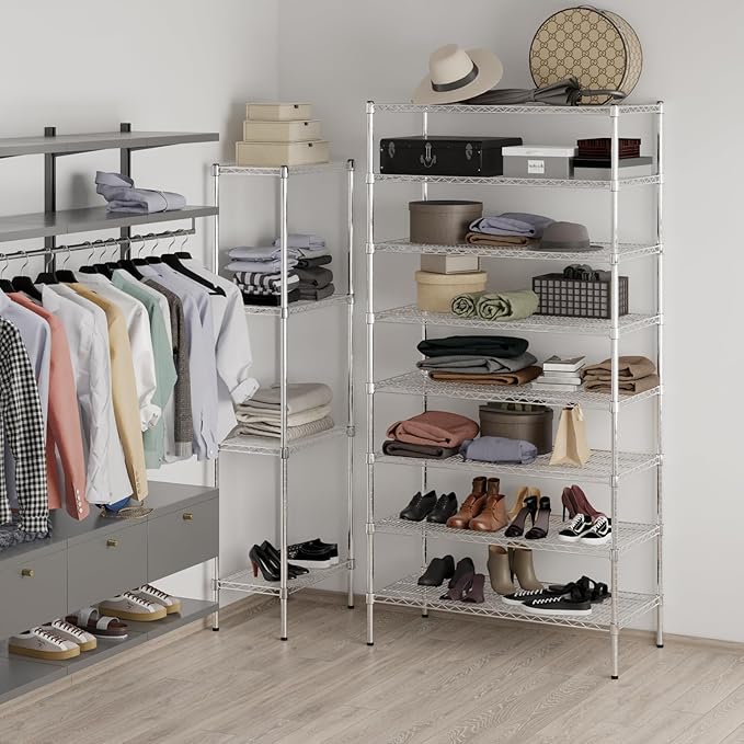 21" Deep x 42" Wide x 86" Height Wire Shelving Kit | 8-Tier | NSF Commercial Storage Rack Unit