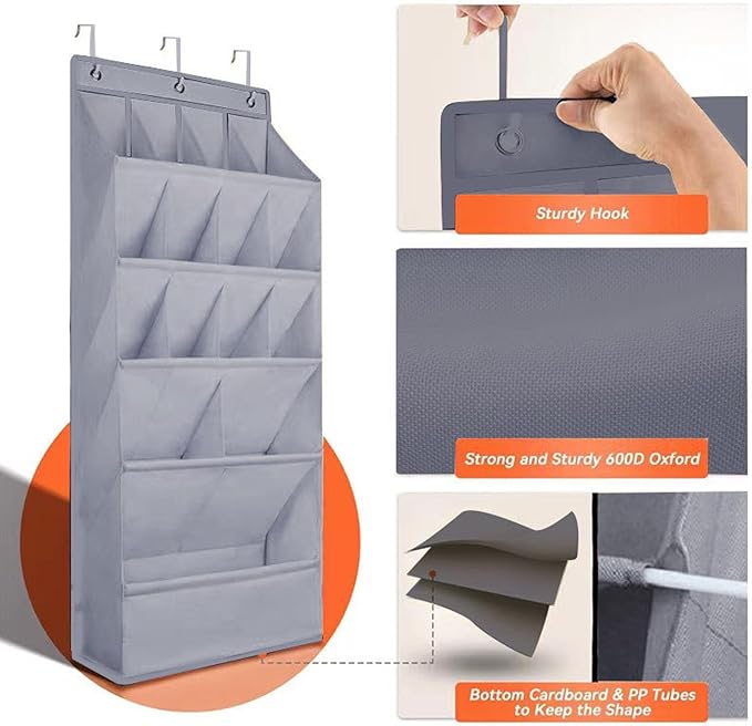 Yosoo Health Gear Pockets Over The Door Shoe Hanging for Closet, Premium Clear Rack Space Saving Storage Holder, Closet Hanger, Hangs on Closets Shoes, Accessories Door, Shoes Organizers Holder