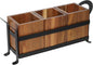 Wood Flatware Caddy Organizer with Handle, 3 Compartments Silverware Holder, Rustic Countertop Utensil Cutlery Holder for Hotel Kitchen Banquet Restaurant Bar