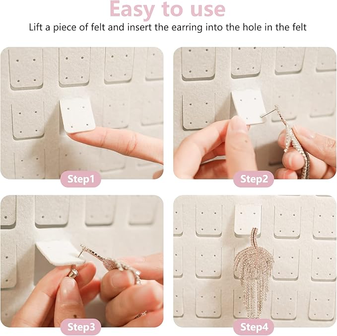 Earring Organizer, Hanging Earring Holder Holds Up To 330 Pairs, Felt Earrings Organizer and Storage, Wall Earring Holder Earring Display for Women Girls -1 Pack (White)