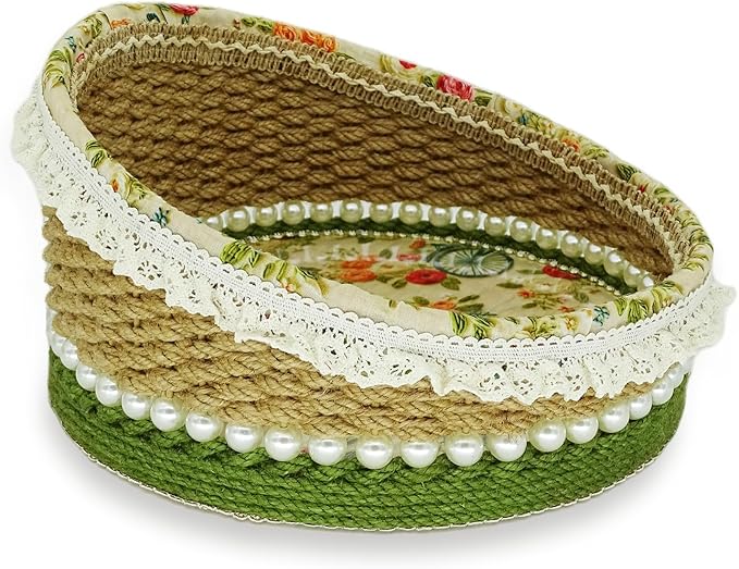 Zenpeace Hand-Woven Basket, It Can be Used for Cosmetics Storage, Perfume Storage, Lotion Storage, Cosmetics Organization and Multi-scene Decoration