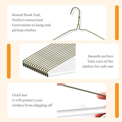 30 Pcs Dry Cleaner Hangers with Tubes - 16" Wire Hangers White Tube with Strong 15 Gauge Wire Bulk for Pants Caped Suit & Strut Home or Dry Cleaners (Gold)