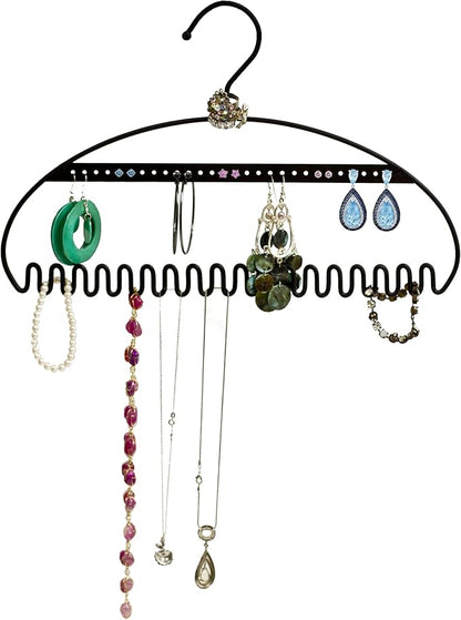 Hang It Jewelry Organizer - Stores Earrings, Bracelets, Rings and Necklaces | Perfect Solution to Messy & Tangled Jewelry Boxes | Extremely Durable - 3MM Steel | Blue Velvet