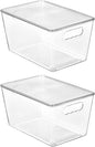 Vtopmart 2 Pack Clear Stackable Storage Bins with Lids, Large Plastic Containers with Handle for Pantry Organizer and Storage,Perfect for Bathroom,Cabinet,Kitchen,Fridge,Closet Organization