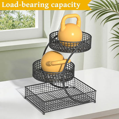 3-Tier Metal Cosmetic Organizer,Cosmetic Storage Rack for Vanity Tables,Multipurpose Metal Bathroom Organizers and Storage, Use Countertop Organizer for Perfume/Makeup/Vegetables (Black 1)