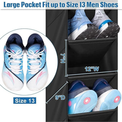 for 2 Pack Narrow Over The Door Shoe Organizer with 8 Large Deep Pockets, Hanging Sh