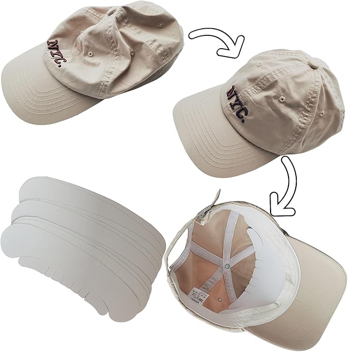 25 Pcs Baseball Caps Inserts Shapers, 5 Design Cardboard Hat Support Brim Holder Universal Cap Inner Liner,White