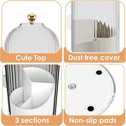 YOOLENS Makeup Brush Holder with Lid 360 Rotating Clear Dustproof Make Up Organizers for Vanity Bathroom Countertop, Transparent | with Lid, 360 Rotating, Dustproof