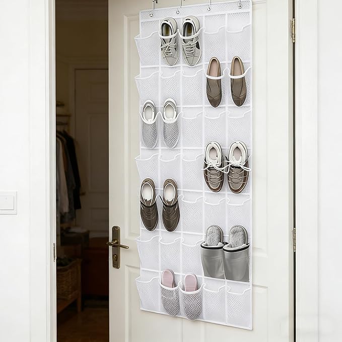 Over-the-Door Shoe Organizer 35 Pockets Mesh Breathable Storage Hanging Shoe Storage with Hooks for Door Closet Dorm Room