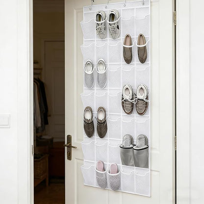 Over-the-Door Shoe Organizer 35 Pockets Mesh Breathable Storage Hanging Shoe Storage with Hooks for Door Closet Dorm Room