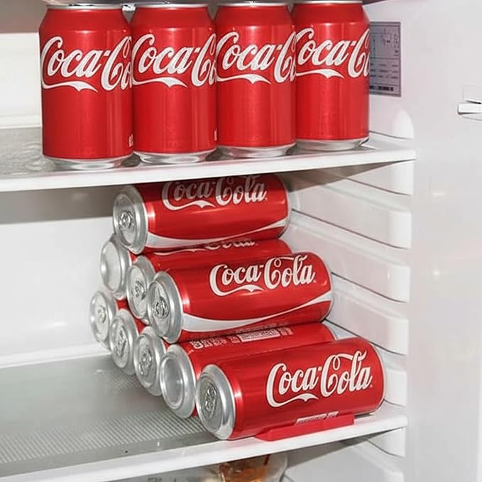 Drink Dispenser for Fridge: 2 Pcs Soda Can Organizer for Refrigerator Soda Can Dispenser for Beer Soda Seltzer Pop, Beverage Can Storage Holder Foldable Silicone Beer Can Stacker Fridge Mat