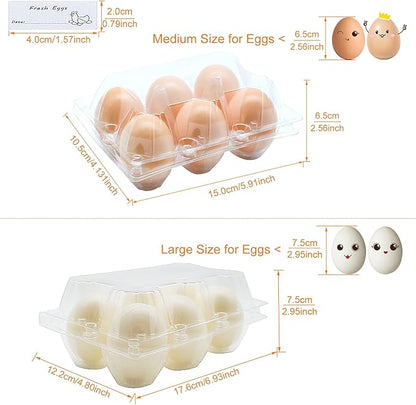 Egg Cartons 60 Packs, Clear Eco-friendly Plastic Blank Egg Cartons with Free Labels, Holds up to 6 Eggs Securely, Perfect for Family Pasture Farm Markets Display - Medium