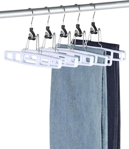 AMKUFO 12 Pack Pants-Hangers Skirt-Hangers, Plastic Pant-Hangers-for-Women Men, Pants-Hangers-Space-Saving, Clamp Hangers-for-Pants Jeans Shorts Tie Belt