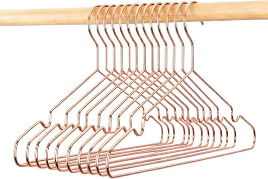 Rose Gold Adult Metal Wire Clothes Hangers, 16.5" Metal Hangers for Clothes Strong Hangers, 60 Pack Space Saving for Coat Suit Bridal Boutique Dress Closet Dorm Clothing Rack