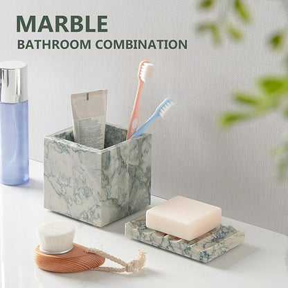 Real Luxurious Natural Marble Soap Dish for Shower,soap Dish for Bathroom,Non-Ceramic/Non-Resin Stone soap Tray（Cyan Green）