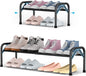 YEASHEIN 1-Tier Expandable Shoe Rack for Closet Floor, Λ-Frame Metal Small Shoe Rack for Entryway, Adjustable Shoe Shelf Organizer, Free Standing Shoe Racks for Front Door Entrance, Garage - Black