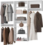 ROOMTEC Modular Closet System, 78" Wall-Mounted Closet Organizer with Hanging Rods, Modern Wooden Tower for Walk-In Closets, Wardrobe Storage Kit, White