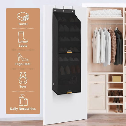 STORAGE MANIAC 1-Pack Over the Door shoe Organizer 8-Shelves + Over Door Shoe Organizer with Curtain 7-Shelves