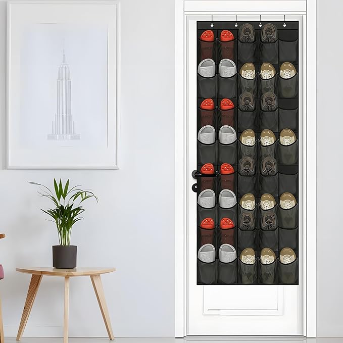 Over Door Shoe Organizer | 40-Pocket Mesh Foldable | Folding Shoe Organizer Door Hanger | for Bedroom Living Room Bathroom Entryway Sneaker Slippers Toiletries Bottles Crafts Toys