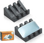 2 Pack Self Draining Silicone Soap Dish for Shower & Kitchen - Waterfall Bar Soap Holder Tray, Non-Slip Soap Saver Keeps Soap Dry, Easy to Clean, Extends Soap Life (Grey)
