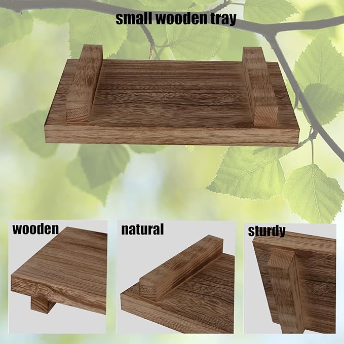 zoocatia Small Wood Tray Pedestal Stand Farmhouse Bathroom Decor Decorative Wooden Riser Kitchen Soap Dish Holder for Vanity, Counter, Sink, 9" x 5.9" - Brown
