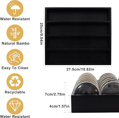 MinBoo Bamboo Coffee Capsule Storage Drawer Tray, Bamboo Drawer Insert Organizer Holds Coffee Pods, Compatible with Vertuoline Capsules, Suitable for Kitchen, Home, Office,Black