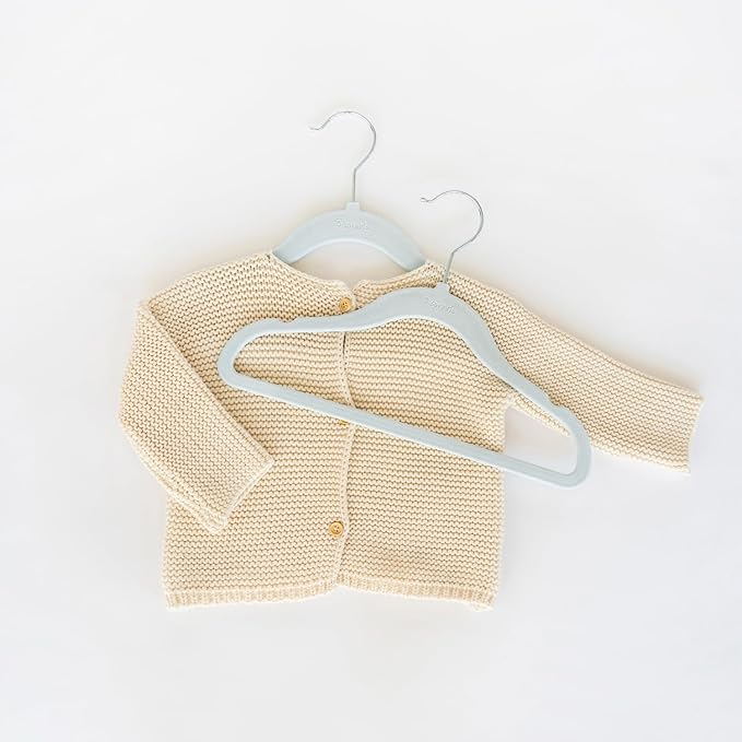 3 Sprouts Velvet Baby Hangers - Non-Slip Hangers for Infant and Toddler Clothes - Slim Space-Saving Design with Nordic Colors for Nursery - 30 Pack - Blue