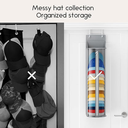 Homsorout Hat Rack for Door and Closet – Large Capacity Hanging Hat Rack Organizer Holds 30-35 Caps, Over the Door Hat Storage Organizer for Bedroom, Entrance or Dorm, 1 Pack, Grey