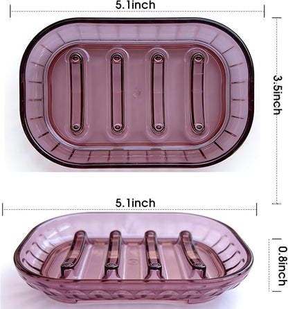 2-Pack Soap Dish Holder for Bar Soap, Bathroom Soap Dishes Soap Holder, Soap Saver Dry Stop Mushy Soap Tray for Shower Bathroom, Kitchen Sink,Pink