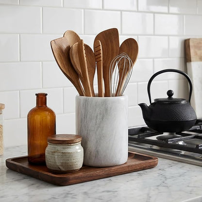 Radicaln Marble Utensil Holder 6.5" Inches White Handmade Spoon Holder for Kitchen Counter, Ideal Kitchen Utensils Set Organizer, Farmhouse Kitchens Decor & Accessories, Cooking Utensil Storage
