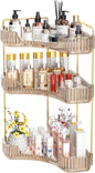 GTI 3-Tier Corner Bathroom Counter Organizer, Large Capacity Makeup Organizer Countertop, Perfume Cosmetics Skincare Vanity Organizers, Exquisite Countertop Storage for Women (Amber)