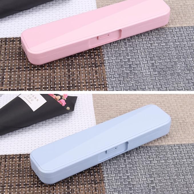 Kakalote 2 Pcs Portable Cutlery Case, Simple Reusable Camping Cutlery Case for Travelling, Work and School (Blue+Pink)