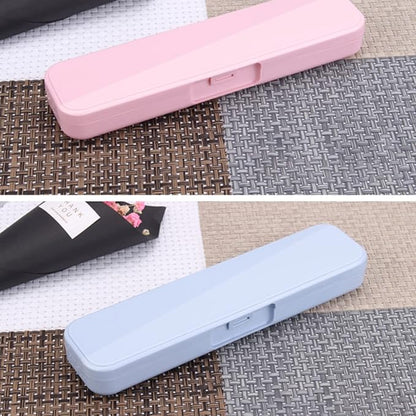 Kakalote 2 Pcs Portable Cutlery Case, Simple Reusable Camping Cutlery Case for Travelling, Work and School (Blue+Pink)