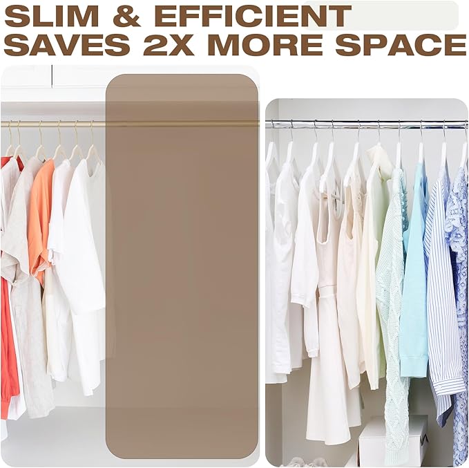 50 Pack Beige Velvet Hangers,Non Slip,Heavy-Duty,Slim,Space Saving,with Felt Surface and Gold 360°Swivel Hook,for Pants,Outfit,Skirts,Suits,Coats,Dresses ect.
