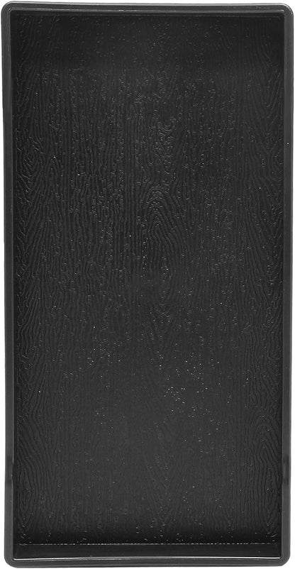 Jiozermi 8.03" Black Rectangular Plastic Vanity Tray for Bathroom and Kitchen, Modern Shatterproof Soap Tray with Polished Finish