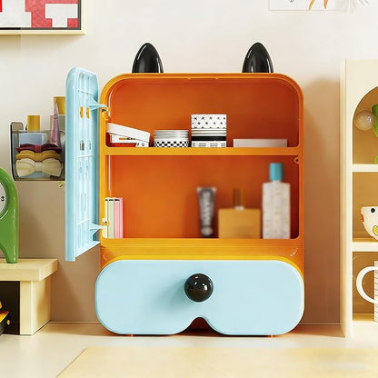 Makeup Organizer with Drawer, Makeup Desk Organizer, Desk Accessories for Women, Desk Organizers and Accessories for Bathroom Bedroom Counter (blue)