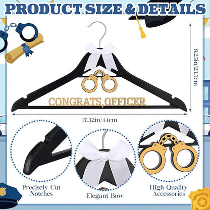 Reallnaive Police Graduation Hanger with White Bow Congrats Gift for Police Academy Graduation Promotion Retirement Ceremony Souvenir Favor Law Enforcement Officer Keepsake