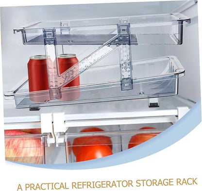 Double Tier Soda Can Dispenser for Refrigerator Stackable Drink Organizer Auto-positioning Pop Can Holder Fridge Can Storage Rack Blue Single Pack
