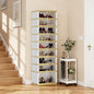 SYNCVIBE Shoe Rack Organizer for Closet Entryway Foldable Sneaker Storage Shoe, Collapsible Shoe Cabinet, Stackable Shoe Storage Cabinet with Lids for Living Room (9 Tiers -18 Pairs White Gold)