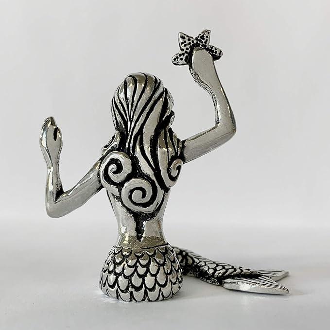 Basic Spirit Mermaid Pewter Ring Holder Jewelry Holder Gift Box Whimsical