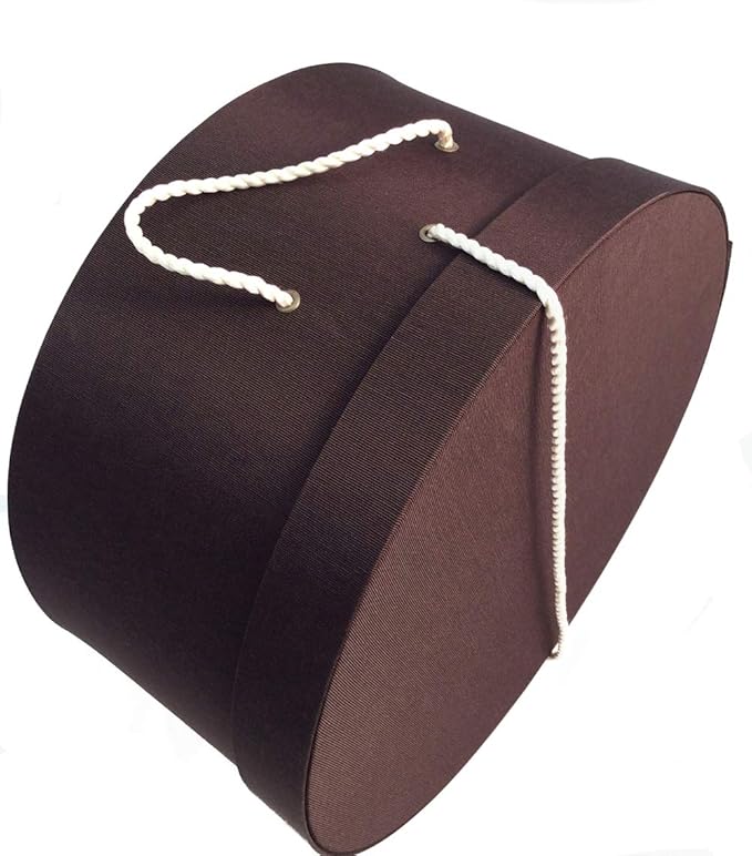 Sarah's Hat Boxes Classic Brown Hat Box – 16.75" x 8.5" (Dia. x Ht.) Handmade in USA – Odorless Non-Toxic Adhesive, Cording Handle – Premium Storage for Hats & Accessories